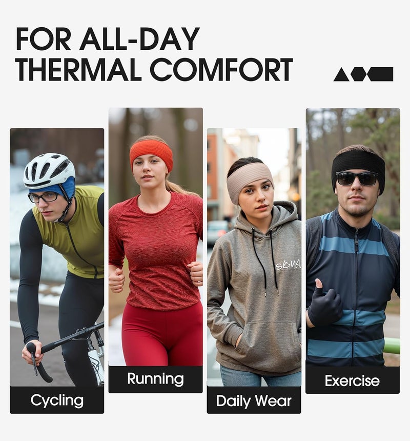 Long Long 2 Pack Winter Ear Warmers for Women Men | Moisture Wicking Fleece Earmuff Headbands-Cold Weather Running Ski Cycling - Image 4